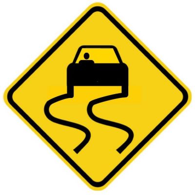 Slippery road sign: What does this mean?