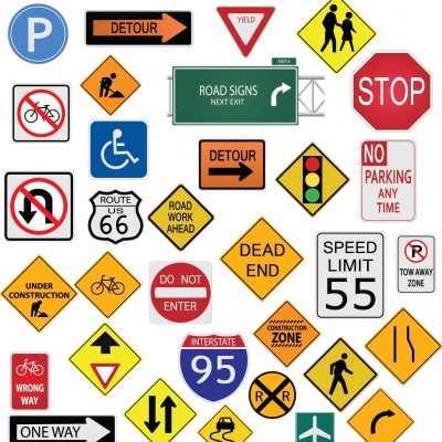 Reflective road safety guide signs